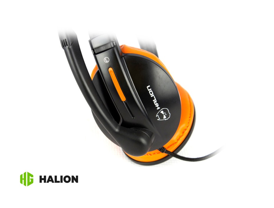 AURICULAR HALION X13 PYTHON, CON MICROFONO, CONEXION A CABLE, CONTROL DE VOLUMEN, COLOR NECRO C/ NARANJA (MOD. X13 PYTHON)