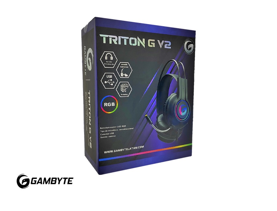 AURICULAR GAMBYTE TRITON G-V2, COLOR NEGRO, GAMING 5.1, CON MICROFONO, ENTRADA USB, LUZ LED RGB, PARA JUEGOS, ALMOHADILLAS SUAVES (GI-TRITONGV2-MR)