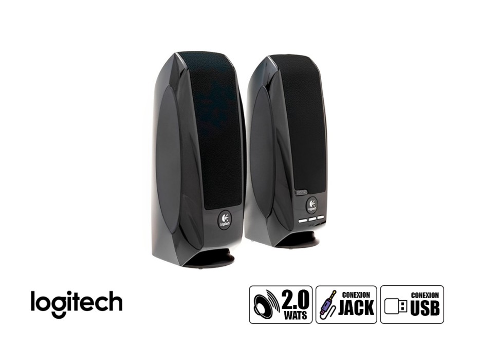 PARLANTE LOGITECH S150, ENTRADA USB TIPO-A, INTERFAZ USB, BOTONES PARA SUBIR BAJAR EL VOLUMEN, ENCENDIDO LUZ LED, 1.2 WATTS, COLOR NEGRO (980-001004)
