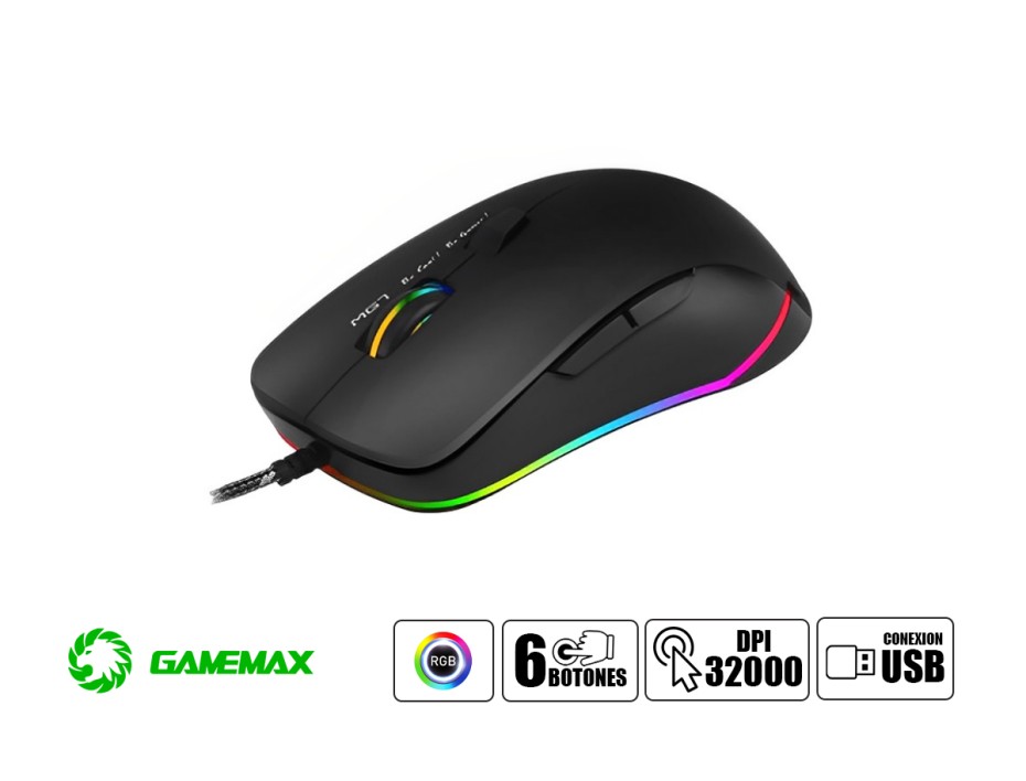 KIT 2 EN UNO - PAD MOUSE+MOUSE - GAMEMAX CON ILUMINACION LED RGB, 3200DPI, CONEXION USB (GAMEMAX MG7)