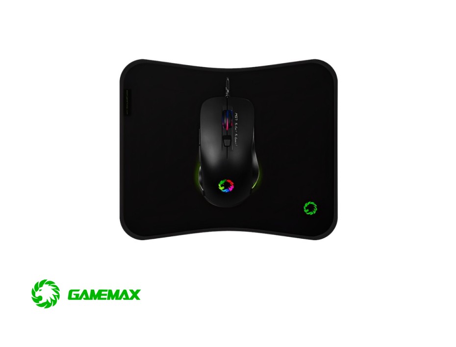 KIT 2 EN UNO - PAD MOUSE+MOUSE - GAMEMAX CON ILUMINACION LED RGB, 3200DPI, CONEXION USB (GAMEMAX MG7)