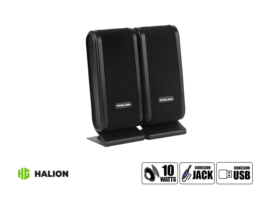 PARLANTE HALION, PARLANTES 2.0,S800, 02 PARLANTES CADA UNO CON UNA BOCINA 5WX2 RMS, CONECTOR USB, CONTROL DE VOLUMEN, 10WATTS, COLOR NEGRO (HA-S800)