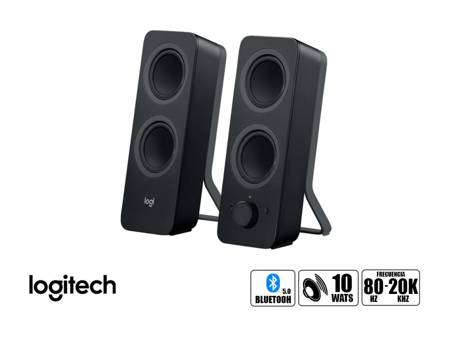 PARLANTE LOGITECH Z207, BLUETOOTH: 5.0, BOTON PARA SUBIR BAJAR EL VOLUMEN EN LA PARTE FRONTAL, 10 WATTS, COLOR NEGRO (980-001295)