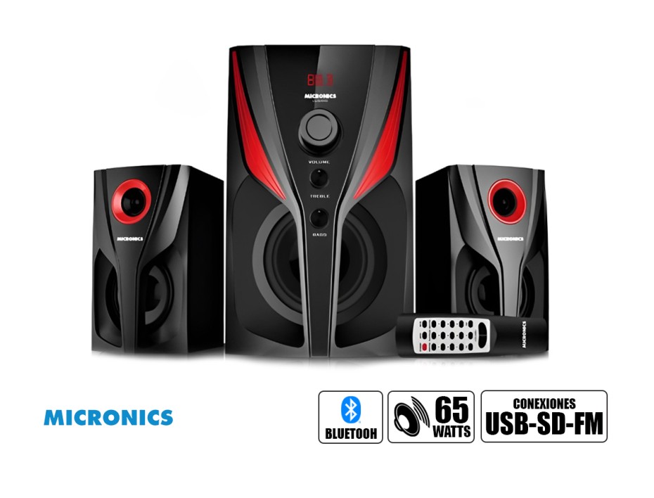 Subwoofer Micronics Lugano 65 Watts | Usb+sd+fm + Control (mic S7037bt)