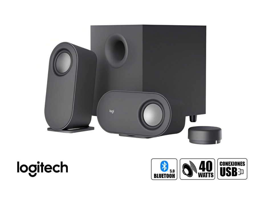 Subwoofer Logitech Z407 80 Watts (980-001347) Interfaz Bt, Micro Usb, Negro