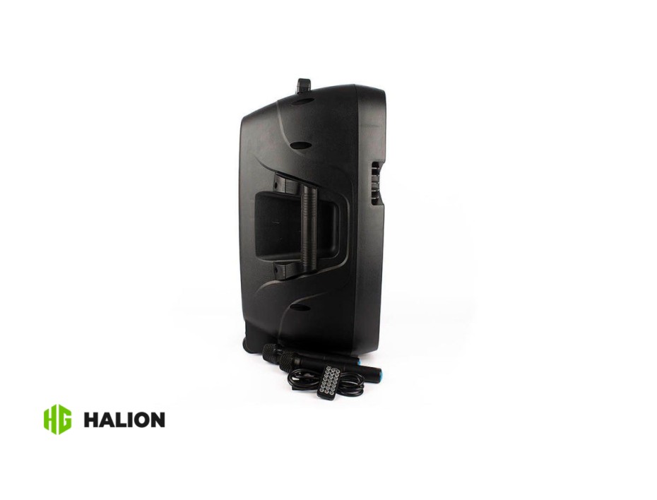 PARLANTE HALION ACTIVO, BOCINAS 15 PULGADAS + 2 MICROFONOS, PUERTO USB, SD, FM, BLUETOOTH, CONTROL REMOTO, 800W (PHA-15MB)