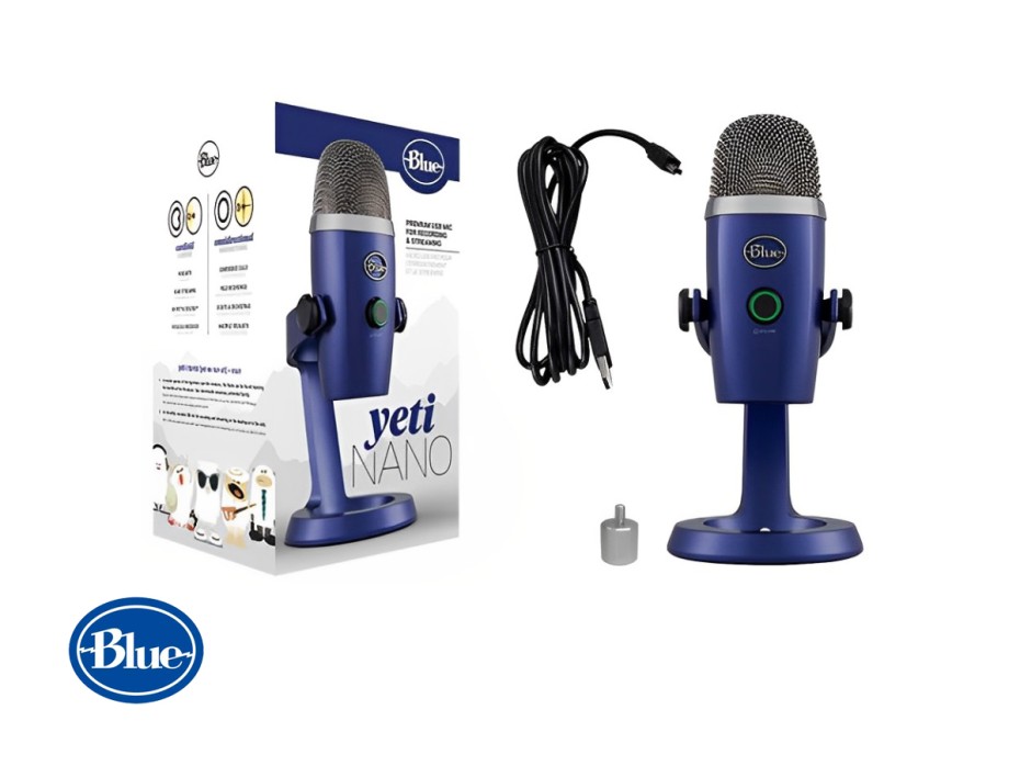 MICROFONO BLUE YETI NANO STREAMING CARDIOID, TIENE SALIDA DE AURICULARES SIN LATENCIA, CONEXION USB, PARA PC, OMNI BLUE (988-000089)