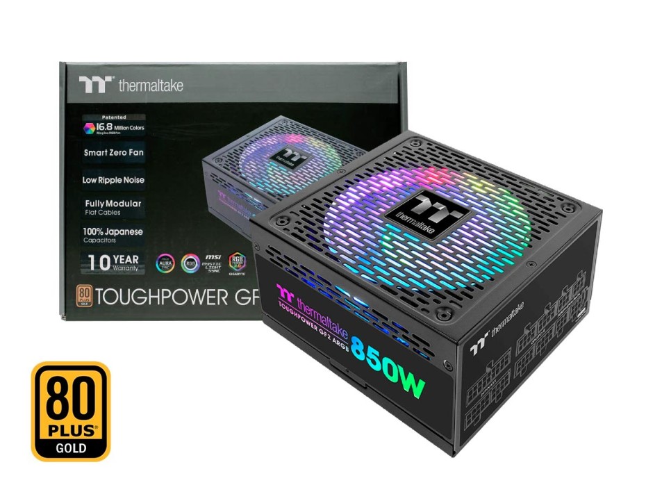 FUENTE THERMALTAKE 850W GOLD 80 PLUS, GF2 850 - TOUGHPOWER ATX ARGB MODULAR NEGRO (PS-TPD-0850F3FAGU-2)