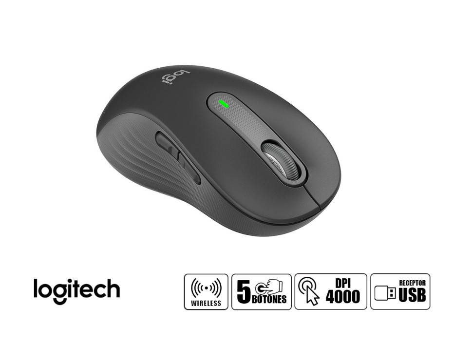MOUSE INALAMBRICO LOGITECH SIGNATURE M650 SILENT, HASTA 4000 DPI, CON RECEPTOR USB, DISEÑO ERGONOMICO, 5 BOTONES, BLACK (910-006250)