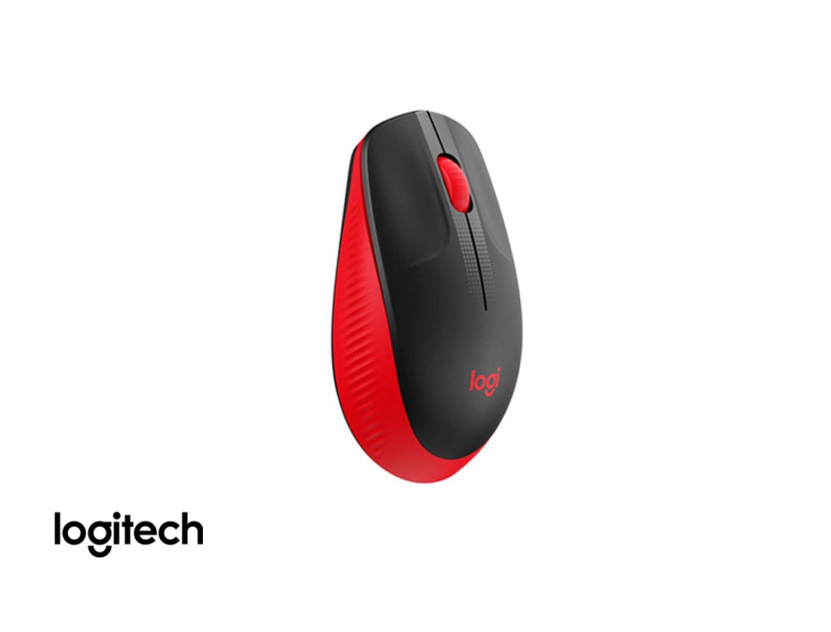 Mouse Inalambrico Logitech M190, Hasta 1000 Dpi, Con Receptor Usb, DiseÑo Ergonomico, 3 Botones, Negro C/ Rojo (910-005904)