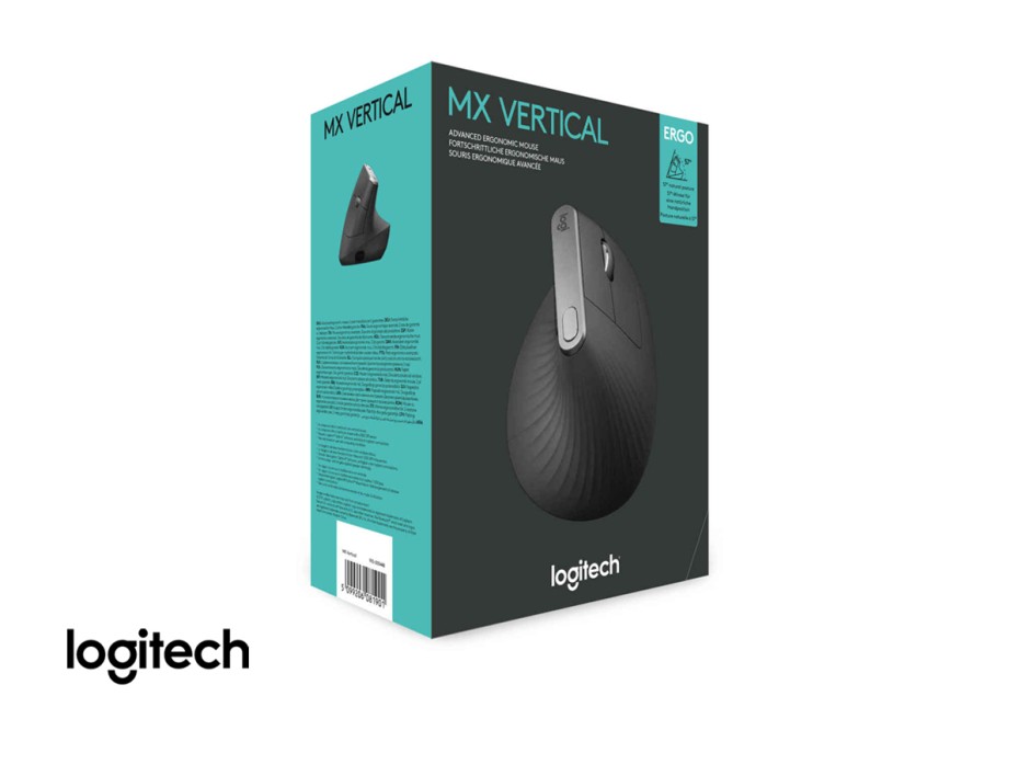 MOUSE INALAMBRICO LOGITECH MX VERTICAL, HASTA 4.000 DPI, CON RECEPTOR USB, DISEÑO ERGONOMICO, 4 BOTONES (910-005447)