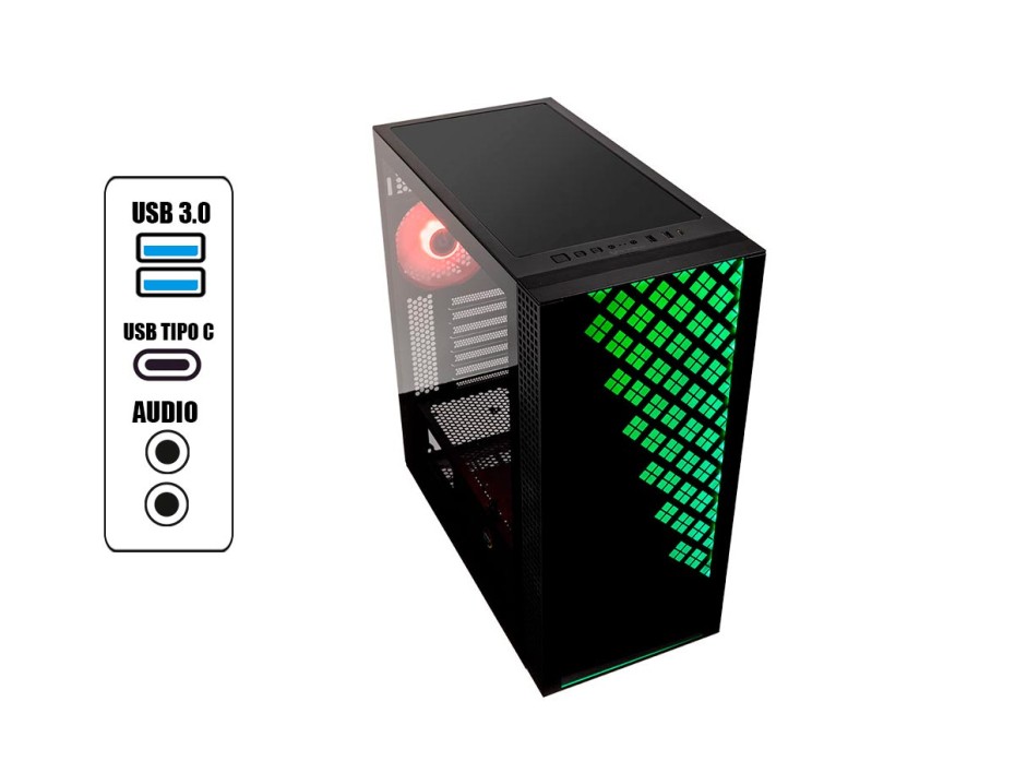 CASE BITFENIX DAWN TG SIN FUENTE, CON PANEL LATERAL DE VIDRIO TEMPLADO, 3 VENTILADORES LED RGB, 3 PUERTOS USB, COLOR NEGRO (BFC-DAW-500-KKGSK-RP)