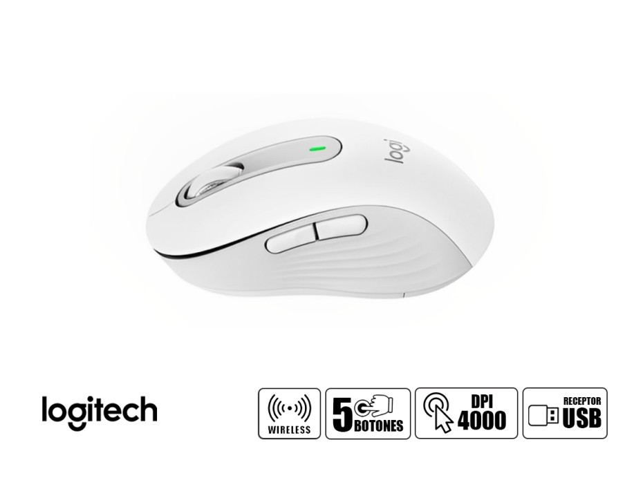MOUSE INALAMBRICO LOGITECH SIGNATURE M650 SILEN, HASTA 4000 DPI, CON RECEPTOR USB, DISEÑO ERGONOMICO, 5 BOTONES, WHITE (910-006252)
