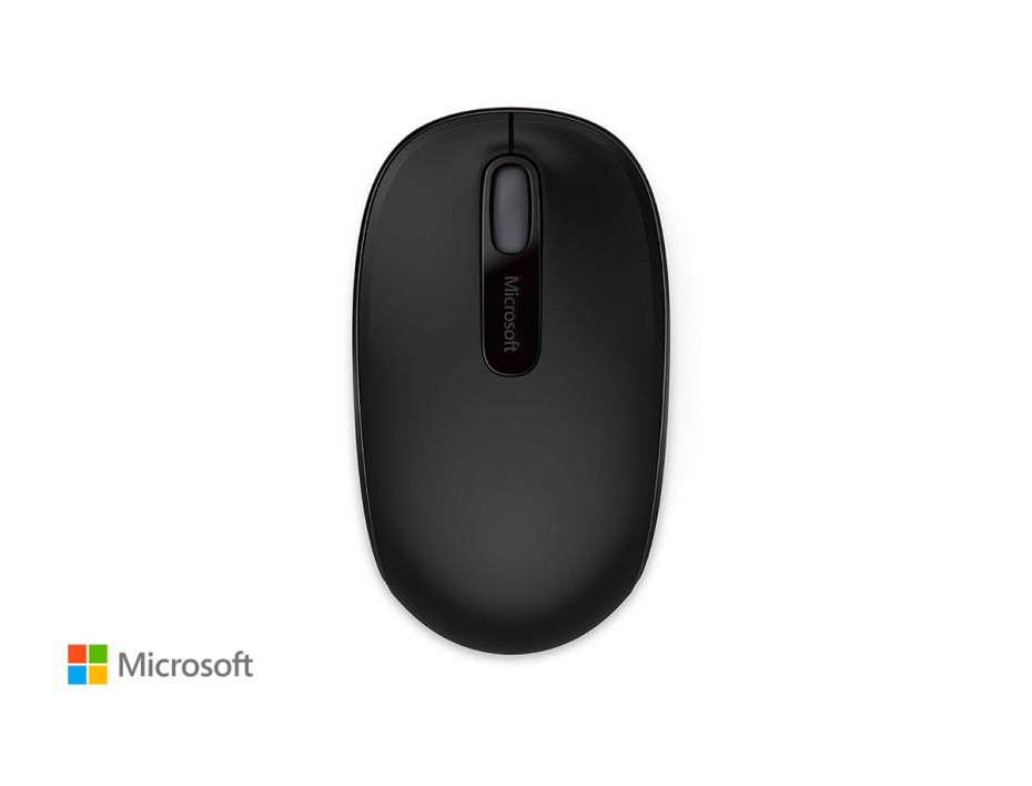 MOUSE INALAMBRICO MICROSOFT 1850, HASTA 1000 DPI, CON RECEPTOR USB, DISEÑO ERGONOMICO, 3 BOTONES, NEGRO (U7Z-00008)