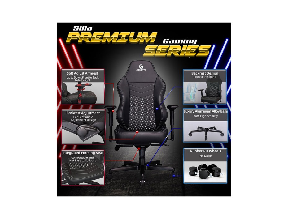 SILLA GAMBYTE PREMIUM ( VE02- 90- GBE ) GAMING | NEGRO