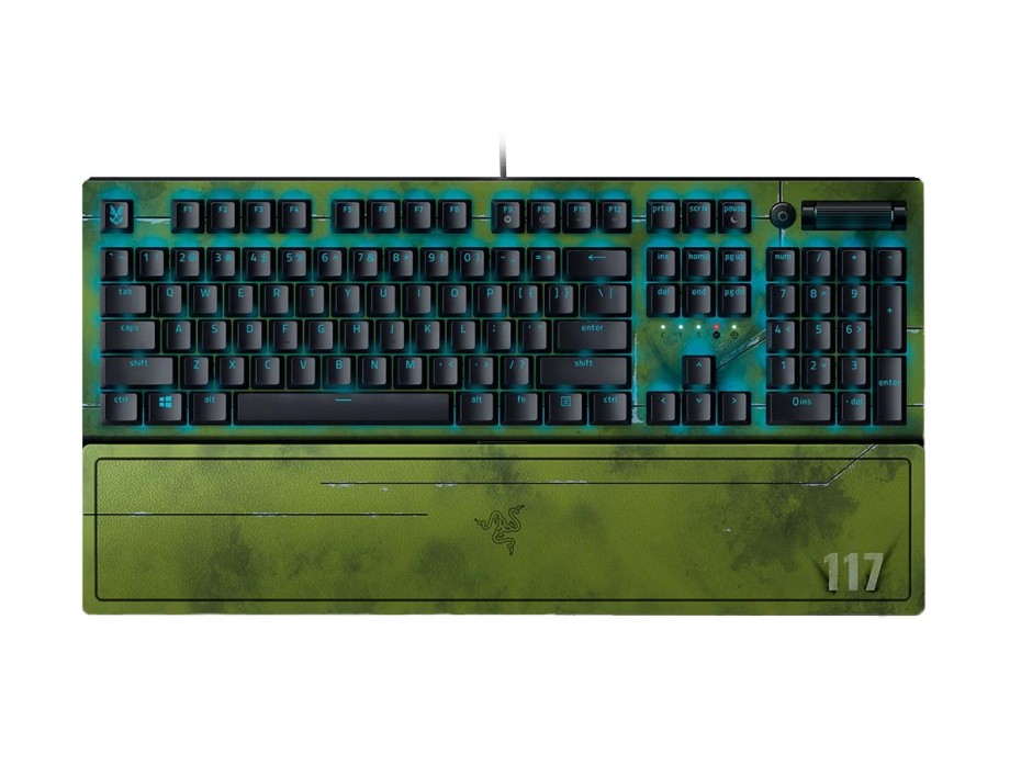 TECLADO RAZER GAMER BLACKWIDOW V3 HALO INFINITE ED MESH. CHROMA, RETROILUMINACIÓN RGB LED, SWITCH GREEN, US (RZ03-03542600-R3M1)