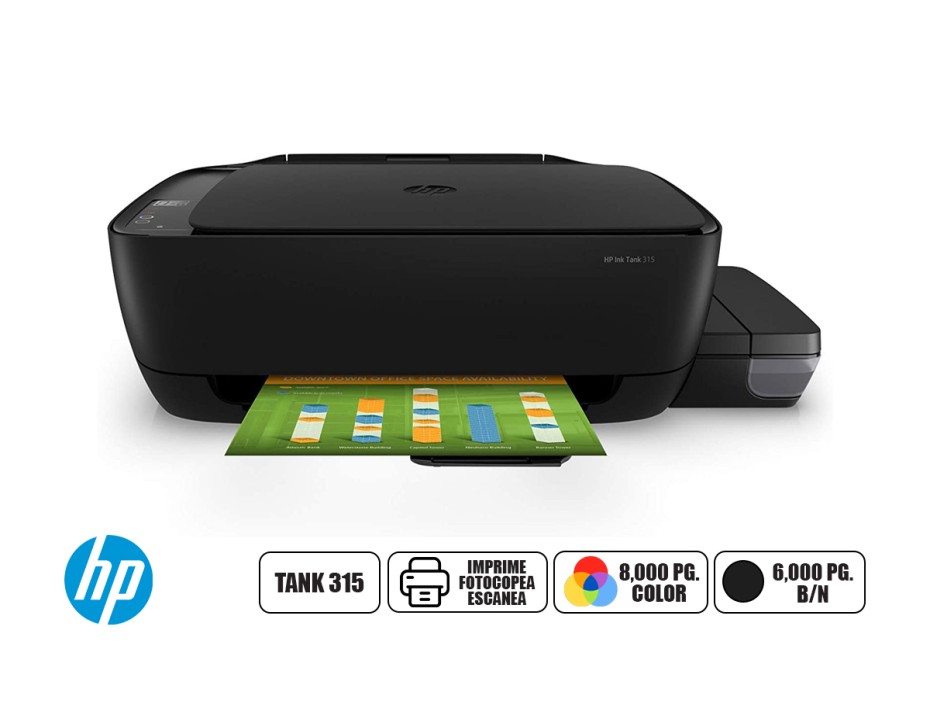 IMPRESORA HP MULTIFUNCIONAL INK TANK 315, C/ TANQUE IMPRIME ESCANEA FOTOCOPIA (Z4B04A)