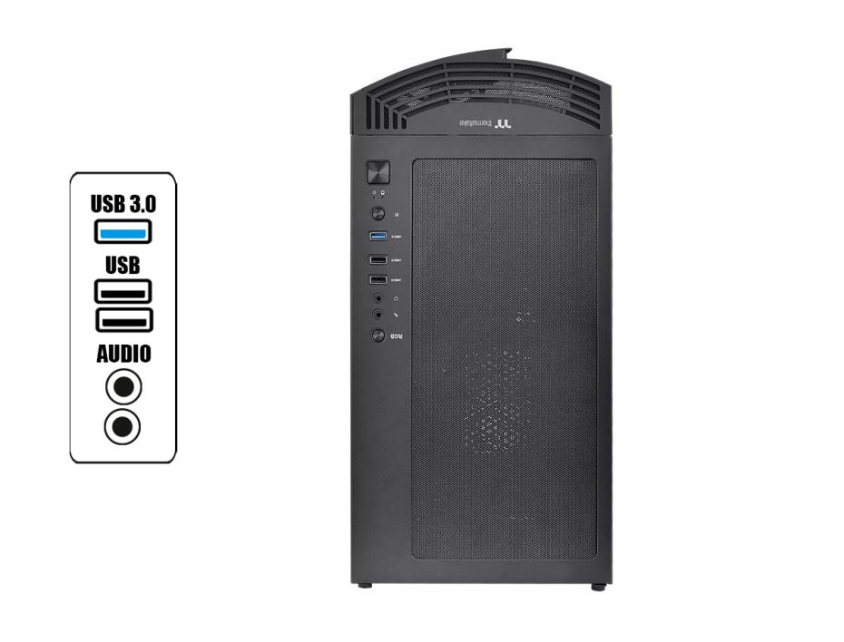 CASE THERMALTAKE H350 TEMPERED GLASS FUENTE 600W, CON PANEL LATERAL DE VIDRIO TEMPLADO, 1 VENTILADOR LED  RGB, 3 PUERTOAS USB, NEGRO (CA-3R9-60M1WU-00