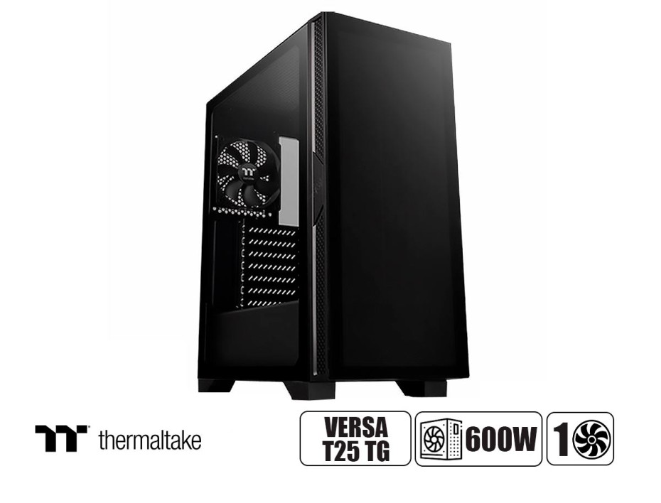 CASE THERMALTAKE VERSA T25 TG 600W NEGRO 2 PANEL VIDRIO (CA-3R5-60M1WU-00)