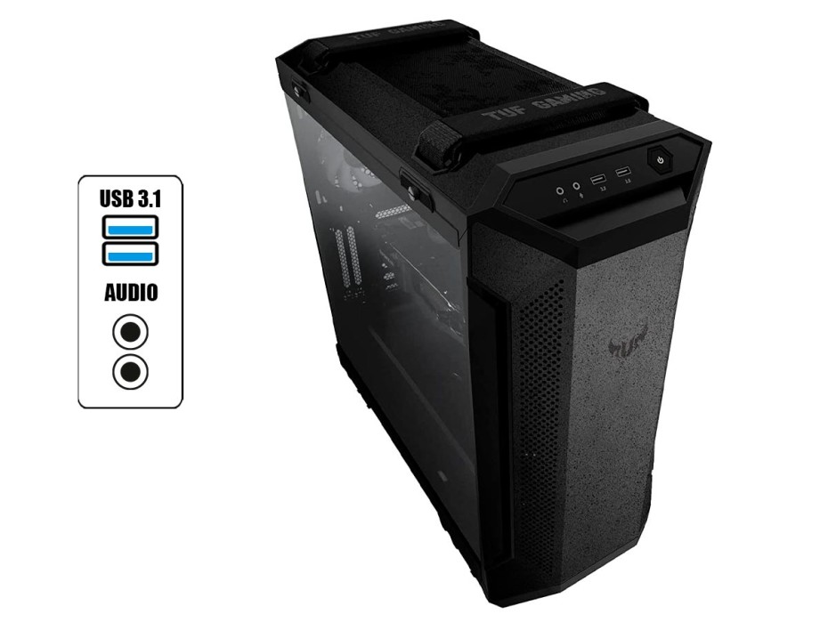 Case Asus Tuf Gaming Gt501 S/fuente (90dc0012-b48000) Panel De Vidrio, 4 Ventiladores, Led Rgb, Negro