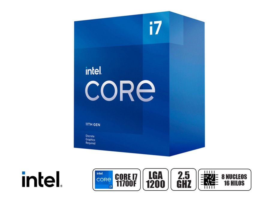 PROCESADOR INTEL CORE I7 11700F 2.5GHZ HASTA 4.9 GHZ 16MB (BX8070811700F) LGA 1200 | 8 NUCLEOS