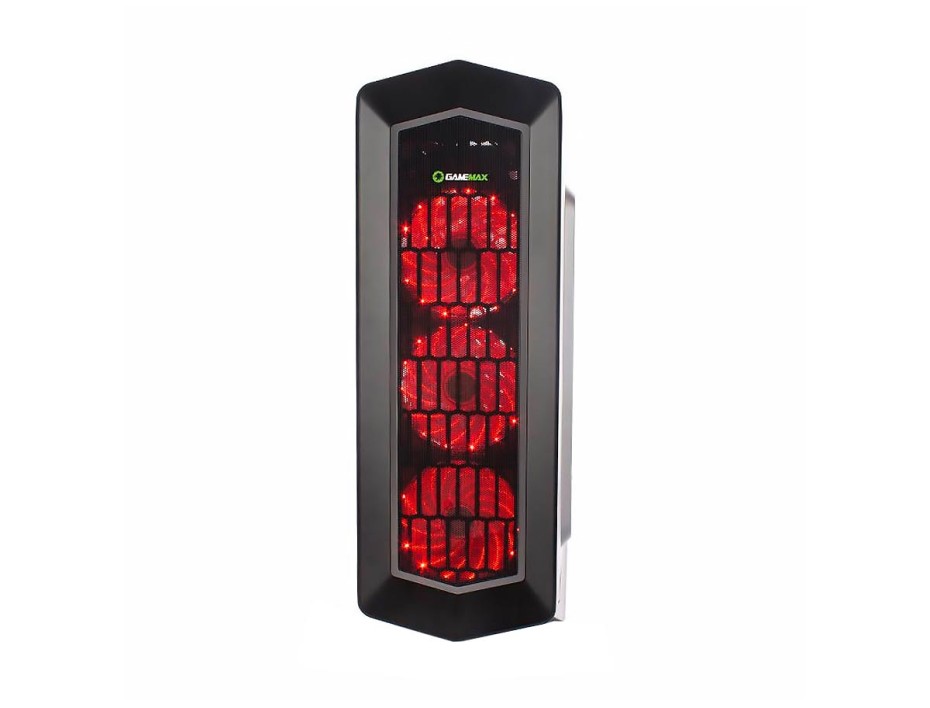 CASE GAMEMAX ASGARD FUENTE 550W, CON PANEL LATERAL ACRILICO, 4 VENTILADORES LED RGB ROJO, 3 PUERTOS USB, SALIDA DE AUDIO, COLOR NEGRO (ASGARD RED)