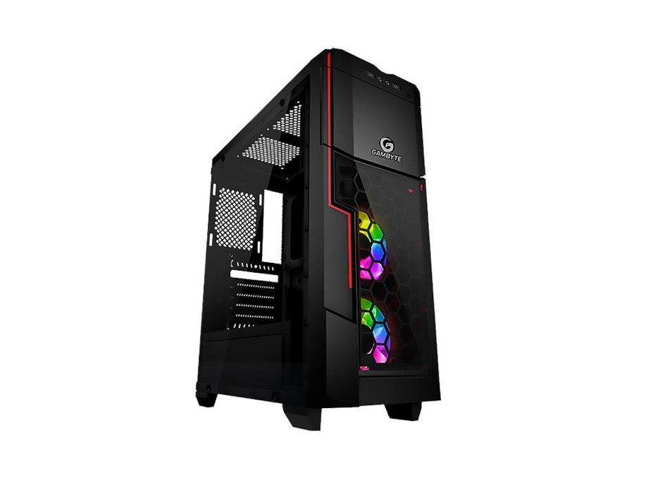 Case Gambyte Gowa Fuente 600w, Con Panel Lateral De Vidrio Templado, Led Argb, Color Negro (gtt1205a)