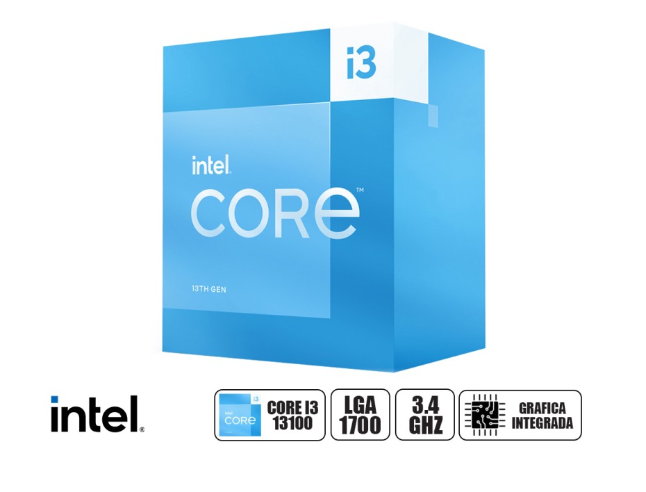 PROCESADOR INTEL CORE I3 13100 3.4GHZ HASTA 4.50GHZ 12MB (BX8071513100) LGA 1700 | 4 NUCLEOS | C/ GRAFICA UHD 730