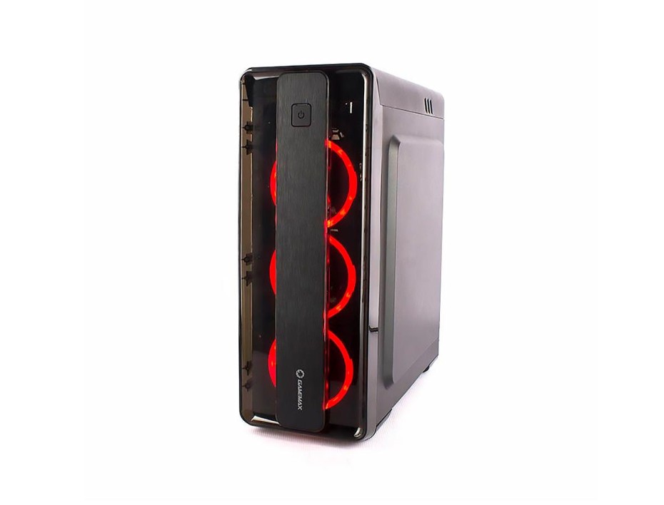 CASE GAMEMAX FUENTE 550W, CON PANEL LATERAL ACRILICO, 3 VENTILADORES LED RED, SALIDA DE AUDIO, 2 PUERTOS USB, COLOR NEGRO (MOONLIGHT GE550)