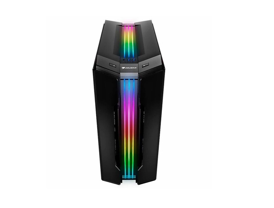 CASE COUGAR GEMINI T PRO GAMING SIN FUENTE, CON PANEL LATERAL DE VIDRIO TEMPLADO, 3 VENTILADORES LED RGB, 2 PUERTOS USB, COLOR NEGRO (106KMT0008-00)