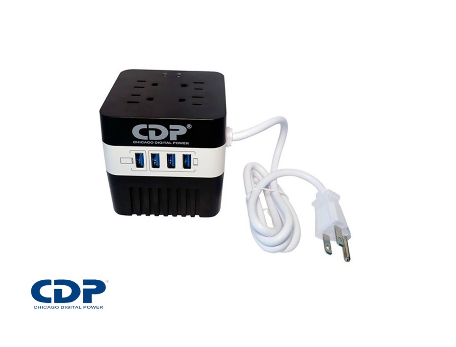 ESTABILIZADOR CDP  600VA/300W 4 TOMAS 4 USB (RU-AVR604I)