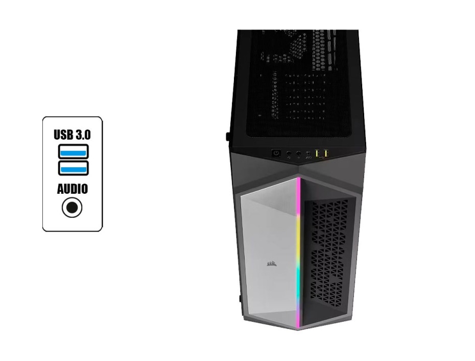 CASE CORSAIR 470T RGB, S/ FUENTE NEGRO 1 PANEL VIDRIO (CC-9011215-WW)