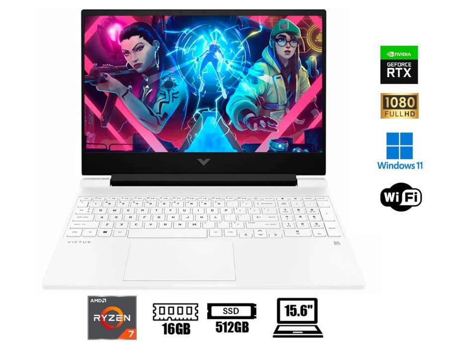 LAPTOP HP RYZEN 7 5800H VICTUS 15-FB0109LA, PANTALLA 15.6 FHD, RAM 16GB, DISCO SSD 512GB, VIDEO 3050 4GB NVIDIA, WINDOWS 11 (15-FB0109LA)