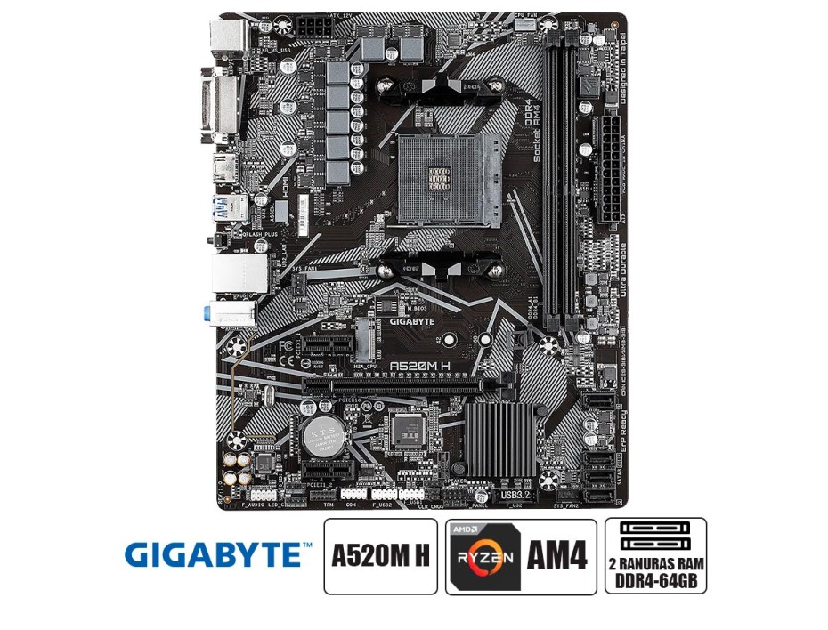PLACA MADRE GIGABYTE A520M H AM4 ( A520M H )