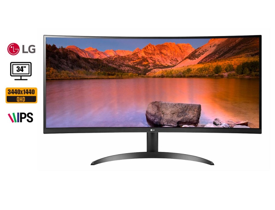 MONITOR LG 34 PULGADAS, LED 34WQ60C-B,CURVO IPS ULTRAWIDE QHD, PUERTO HDMI DISPLAYPORT, 5MS (34WQ60C-B)