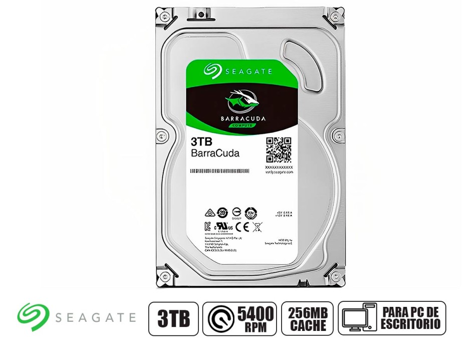 DISCO DURO SEAGATE 3TB VERDE, CACHE DE 256MB, VELOCIDAD DE ROTACION 5400 RPM, FORMATO DE 3.5", SATA 3, PARA PC DE ESCRITORIO (ST3000DM007)