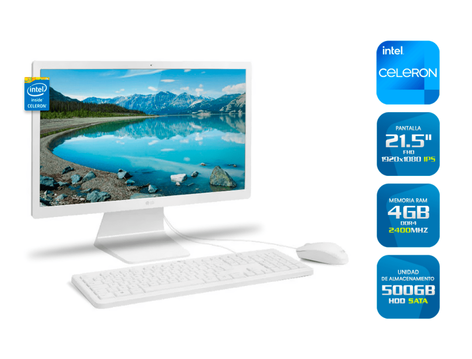 PC TODO EN UNO LG 22V280 N4100 ( 22V280-L.AY24B4 ) 21.5" - CELERON - 500GB - 4GB
