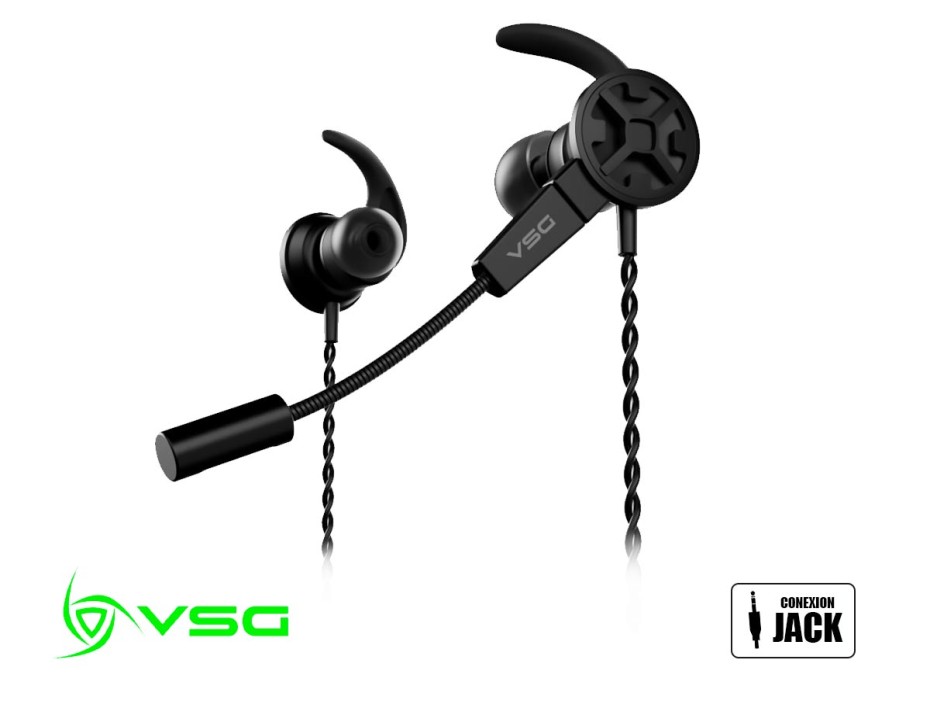 Auricular Vsg Eris Con Microfono, Conexion Mini Jack 3.5 Mm, Almohadillas Suaves, Color Negro (vg-ep806)