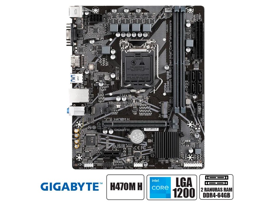 PLACA MADRE GIGABYTE H470M H (H470M H) SOCKET LGA 1200 | RAM DDR4 BUSS 3200MHZ | 11VA, 10MA GEN