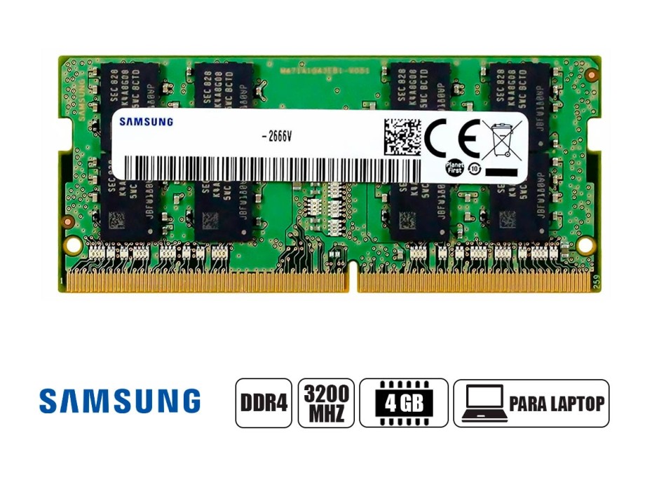 MEMORIA PARA LAPTOP SODIMM,PC4-3200AA, SAMSUNG DDR4 4GB, FRECUENCIA 3200 MHZ  (M471A5244CB0-CWE)