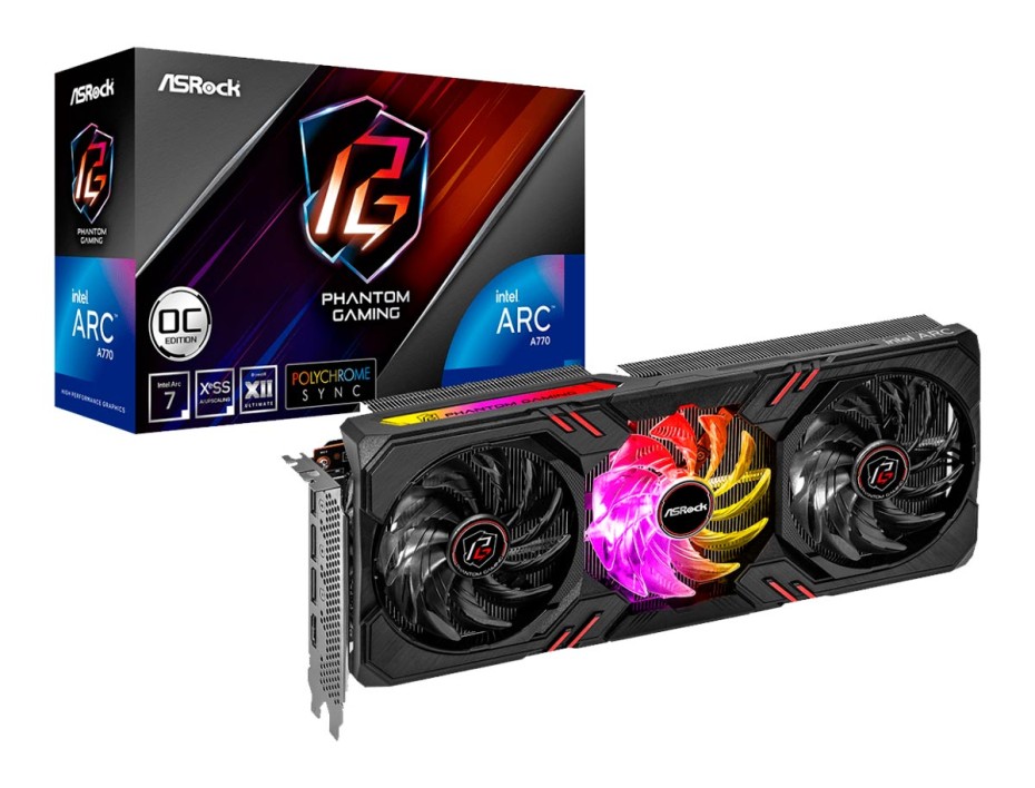 TARJETA DE VIDEO ASROCK ARC A770 PHANTOM GAMING D OC 8GB GDDR6 (A770 PGD 8GO) INTEL 256 BITS | 3 VENTILADORES