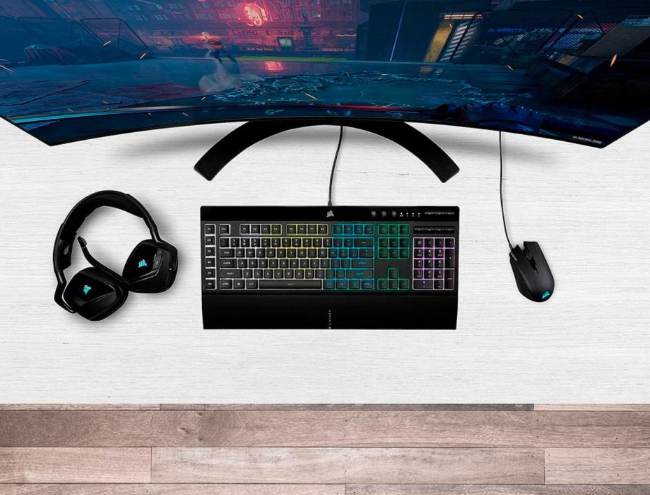 COMBO 2 EN UNO CORSAIR K55 PRO & HARPOON PRO, TECLADO CON RETROILUMINACION RGB, MOUSE 6 BOTONES SENSOR HASTA 12,400 DPI, INTERFAZ USB  (CH-9226865-SP)