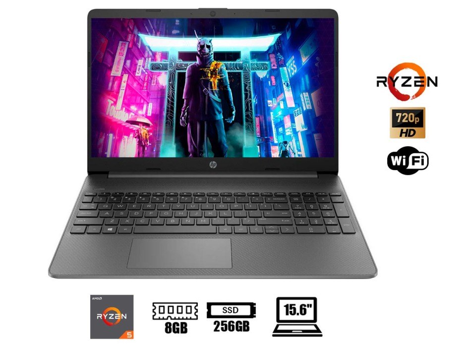 LAPTOP HP RYZEN 5 5500U, 15-EF2523LA, 15.6 PULGADAS- 8GB, SSD M.2 256 SSD (6G1Q2LA#ABM)