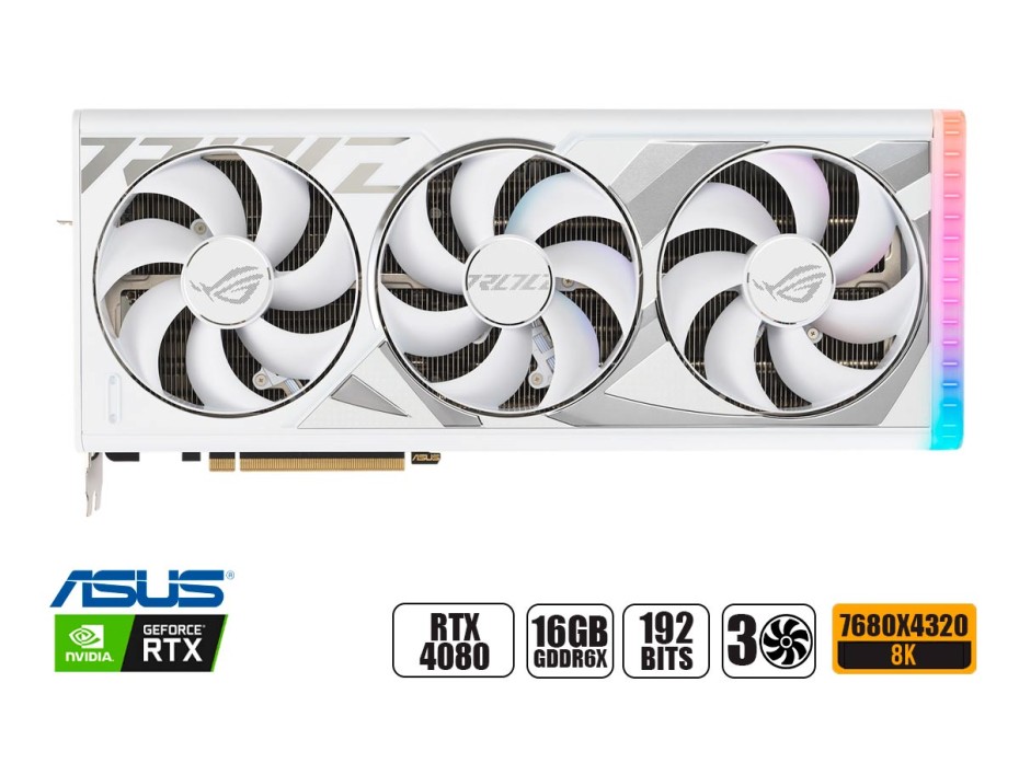 TARJETA DE VIDEO ASUS RTX 4080 16GB GDDR6X GEFORCE NVIDIA ROG STRIX 192 BITS, GRAFICO PARA VIDEOJUEGOS, 3 VENTILADORES (90YV0IC3-M0AA00)