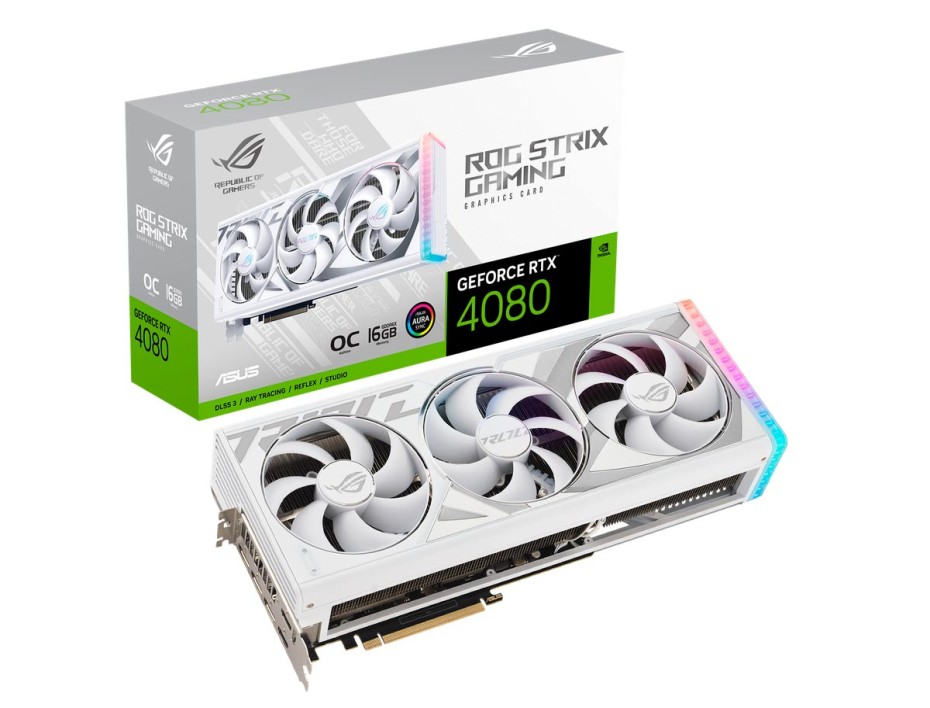 TARJETA DE VIDEO ASUS RTX 4080 16GB GDDR6X GEFORCE NVIDIA ROG STRIX 192 BITS, GRAFICO PARA VIDEOJUEGOS, 3 VENTILADORES (90YV0IC3-M0AA00)