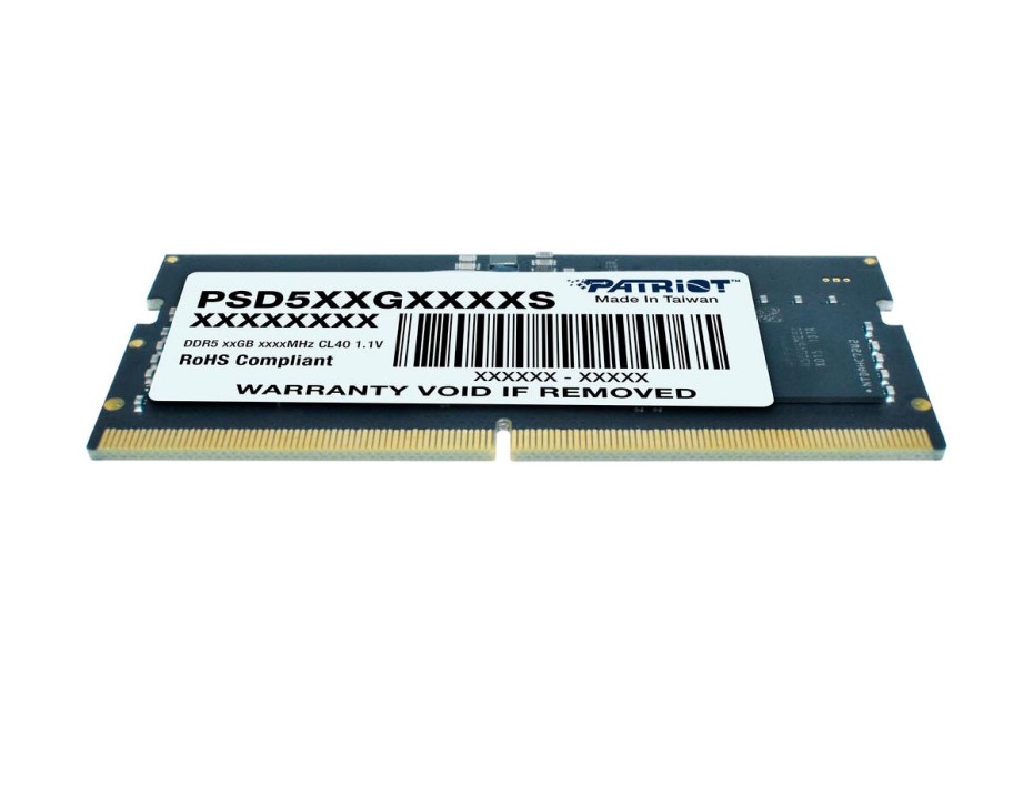 MEMORIA SODIM RAM PATRIOT DDR5 8GB, FRECUENCIA 4800 MHZ, SIGNATURE, NEGRO, PARA LAPTOP (PSD58G480041S)