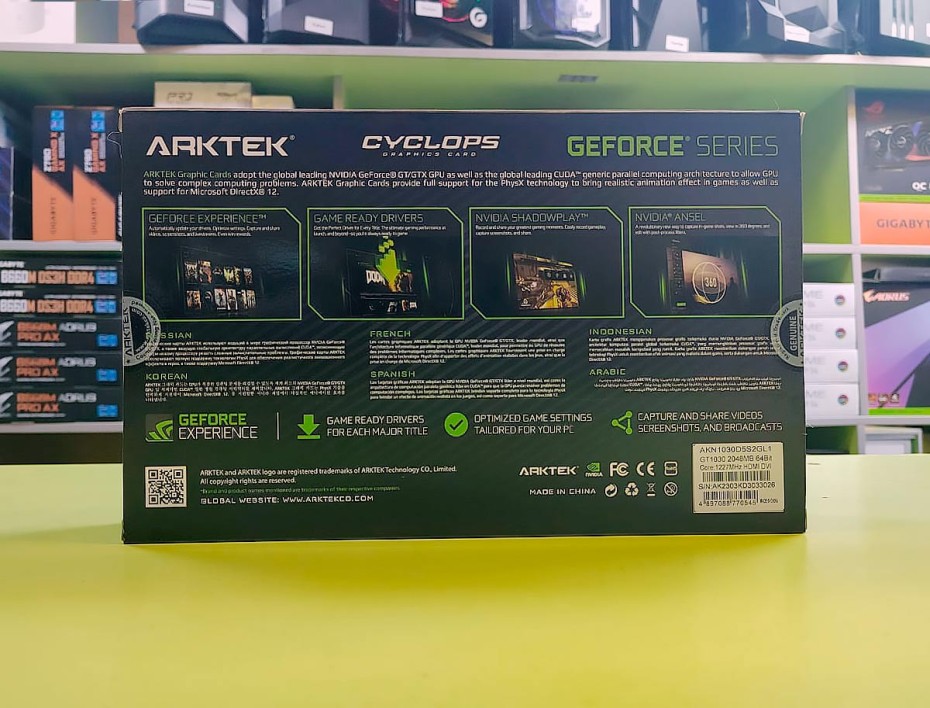 TARJETA DE VIDEO ARKTEK GT 1030 2GB DDR5 NVIDIA CYCLOPS 64 BITS (AKN1030D5S2GL1)