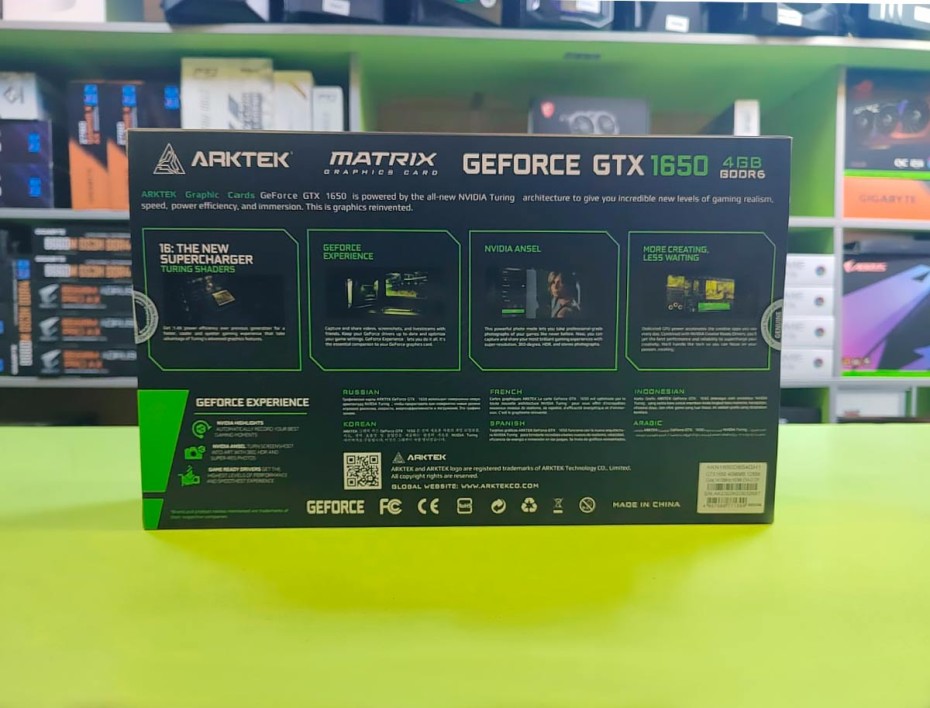 TARJETA DE VIDEO ARKTEK GTX 1650 4GB GDDR6 NVIDIA MATRIX 128 BITS (AKN1650D6S4GH1)