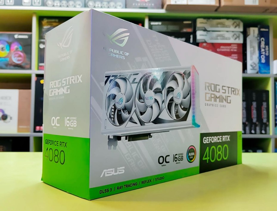 TARJETA DE VIDEO ASUS RTX 4080 16GB GDDR6X GEFORCE NVIDIA ROG STRIX 192 BITS, GRAFICO PARA VIDEOJUEGOS, 3 VENTILADORES (90YV0IC3-M0AA00)