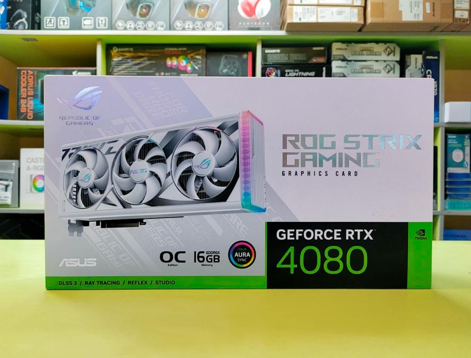 TARJETA DE VIDEO ASUS RTX 4080 16GB GDDR6X GEFORCE NVIDIA ROG STRIX 192 BITS, GRAFICO PARA VIDEOJUEGOS, 3 VENTILADORES (90YV0IC3-M0AA00)